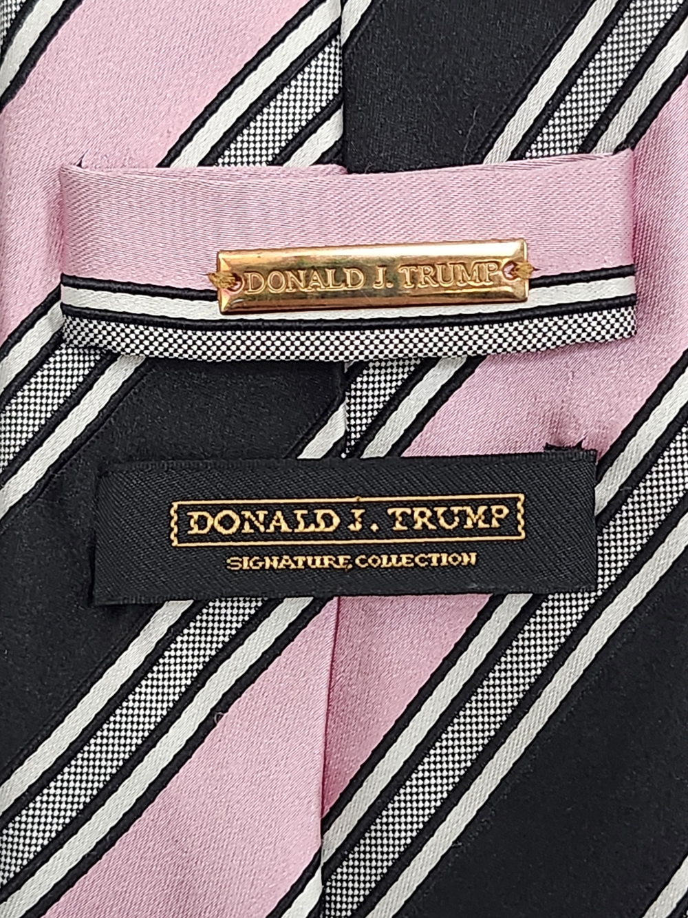Donald J. Trump Signature Collection Pink and Black Striped Silk Tie